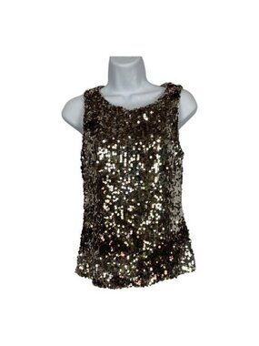 Forever 21 Gold Sequin Sleeveless Tank Top Womens Small Party Night Out
